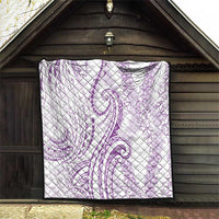 Polynesia Plumeria Lei Quilt White Violet Curves Motif