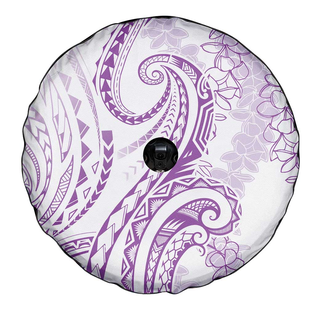 Polynesia Plumeria Lei Spare Tire Cover White Violet Curves Motif