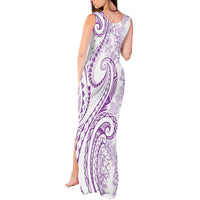 Polynesia Plumeria Lei Tank Maxi Dress White Violet Curves Motif