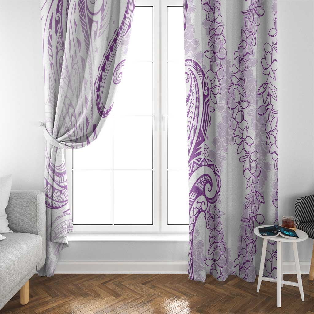 Polynesia Plumeria Lei Window Curtain White Violet Curves Motif