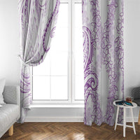 Polynesia Plumeria Lei Window Curtain White Violet Curves Motif