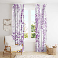 Polynesia Plumeria Lei Window Curtain White Violet Curves Motif