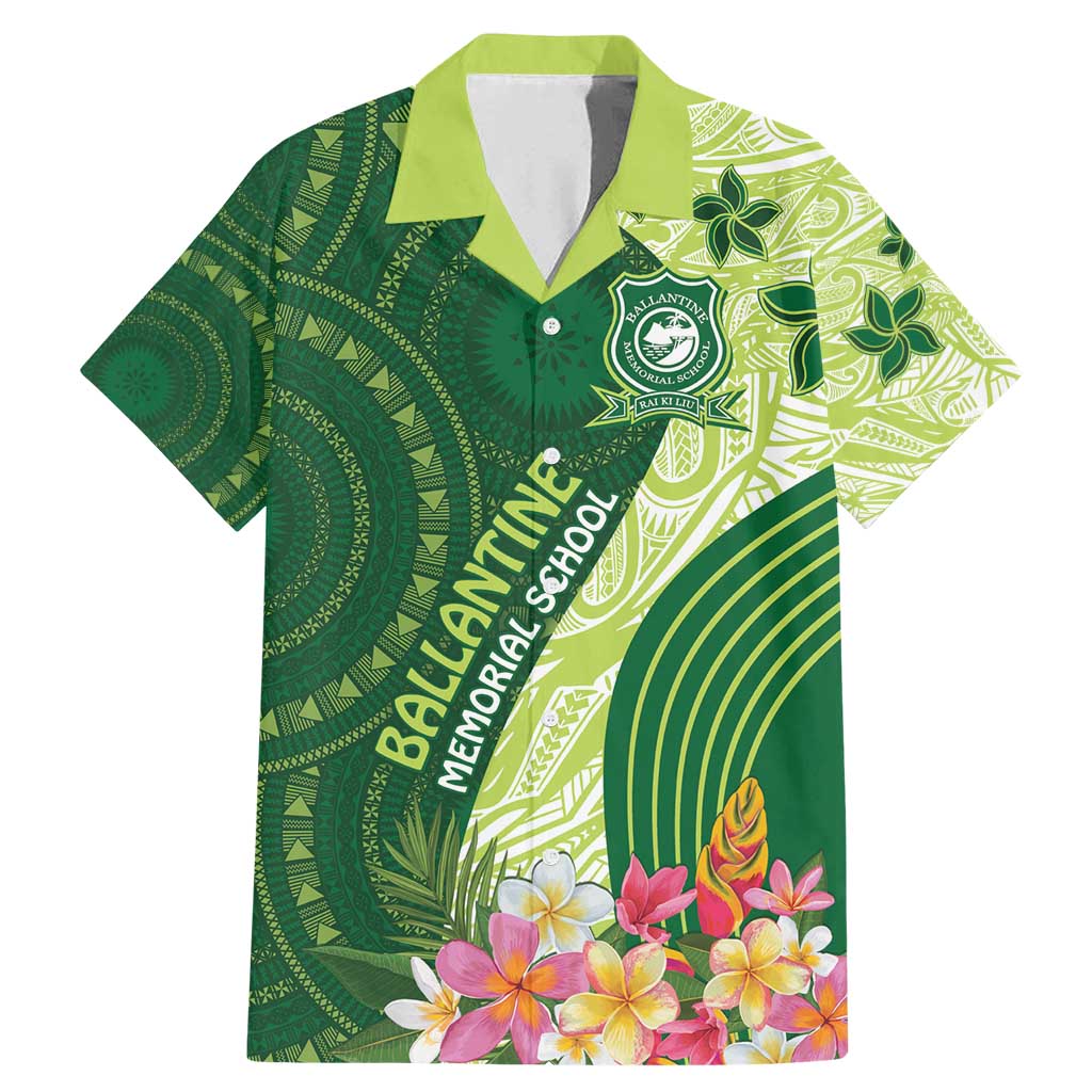Fiji Ballantine Memorial High School Personalised Family Matching Mermaid Dress and Hawaiian Shirt Masi Tapa Mix Plumeria