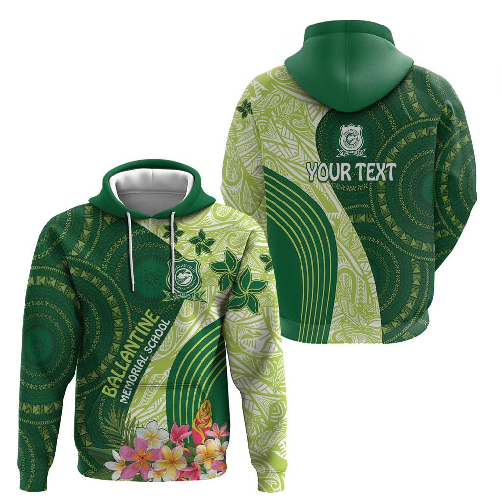 Fiji Ballantine Memorial High School Personalised Hoodie Masi Tapa Mix Plumeria