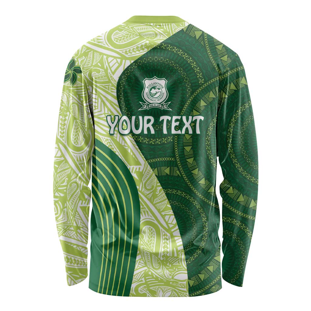 Fiji Ballantine Memorial High School Personalised Long Sleeve Shirt Masi Tapa Mix Plumeria