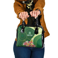 Fiji Ballantine Memorial High School Personalised Shoulder Handbag Masi Tapa Mix Plumeria