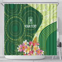 Fiji Ballantine Memorial High School Personalised Shower Curtain Masi Tapa Mix Plumeria LT7 - Polynesian Pride
