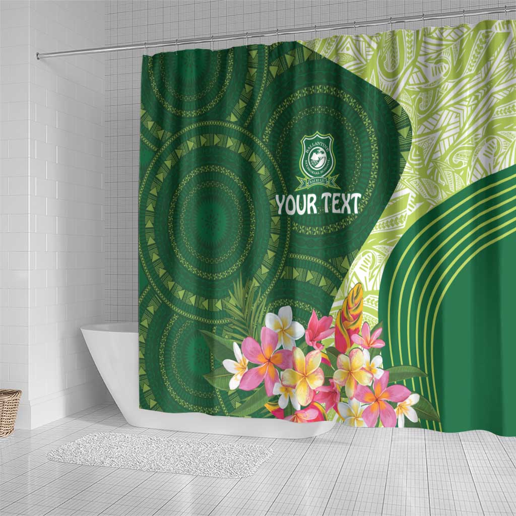 Fiji Ballantine Memorial High School Personalised Shower Curtain Masi Tapa Mix Plumeria LT7 - Polynesian Pride