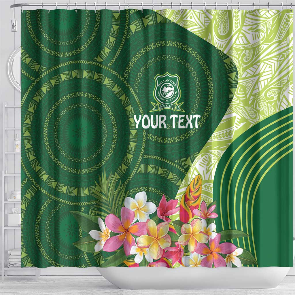 Fiji Ballantine Memorial High School Personalised Shower Curtain Masi Tapa Mix Plumeria LT7 - Polynesian Pride