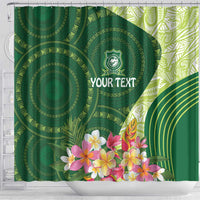 Fiji Ballantine Memorial High School Personalised Shower Curtain Masi Tapa Mix Plumeria LT7 - Polynesian Pride