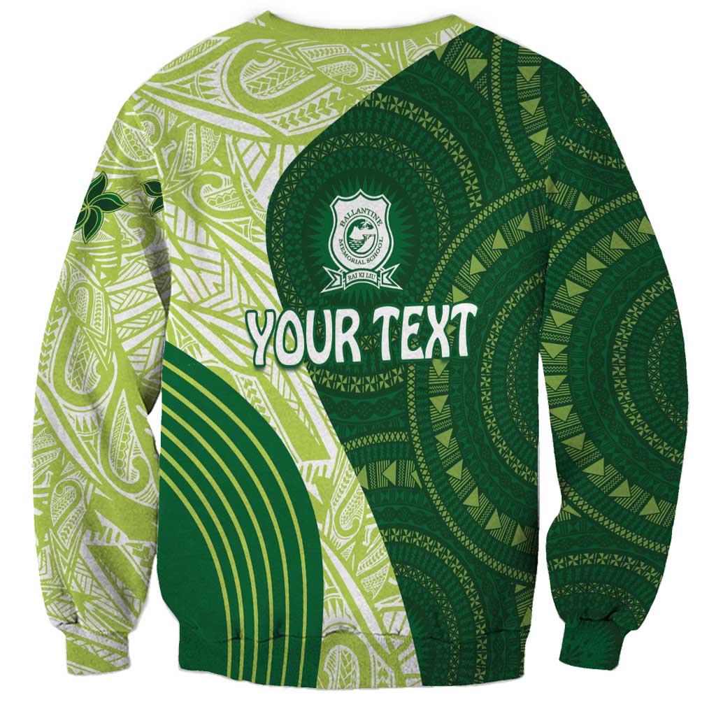 Fiji Ballantine Memorial High School Personalised Sweatshirt Masi Tapa Mix Plumeria