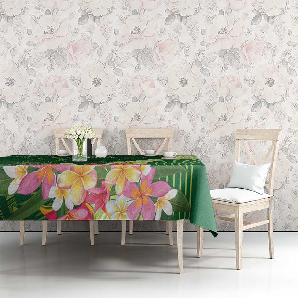Fiji Ballantine Memorial High School Personalised Tablecloth Masi Tapa Mix Plumeria LT7 - Polynesian Pride