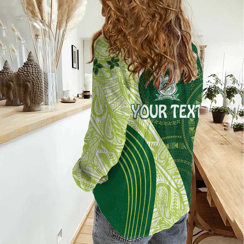 Fiji Ballantine Memorial High School Personalised Women Casual Shirt Masi Tapa Mix Plumeria