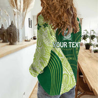 Fiji Ballantine Memorial High School Personalised Women Casual Shirt Masi Tapa Mix Plumeria