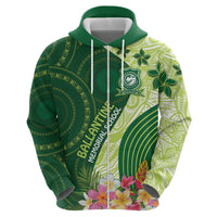 Fiji Ballantine Memorial High School Personalised Zip Hoodie Masi Tapa Mix Plumeria