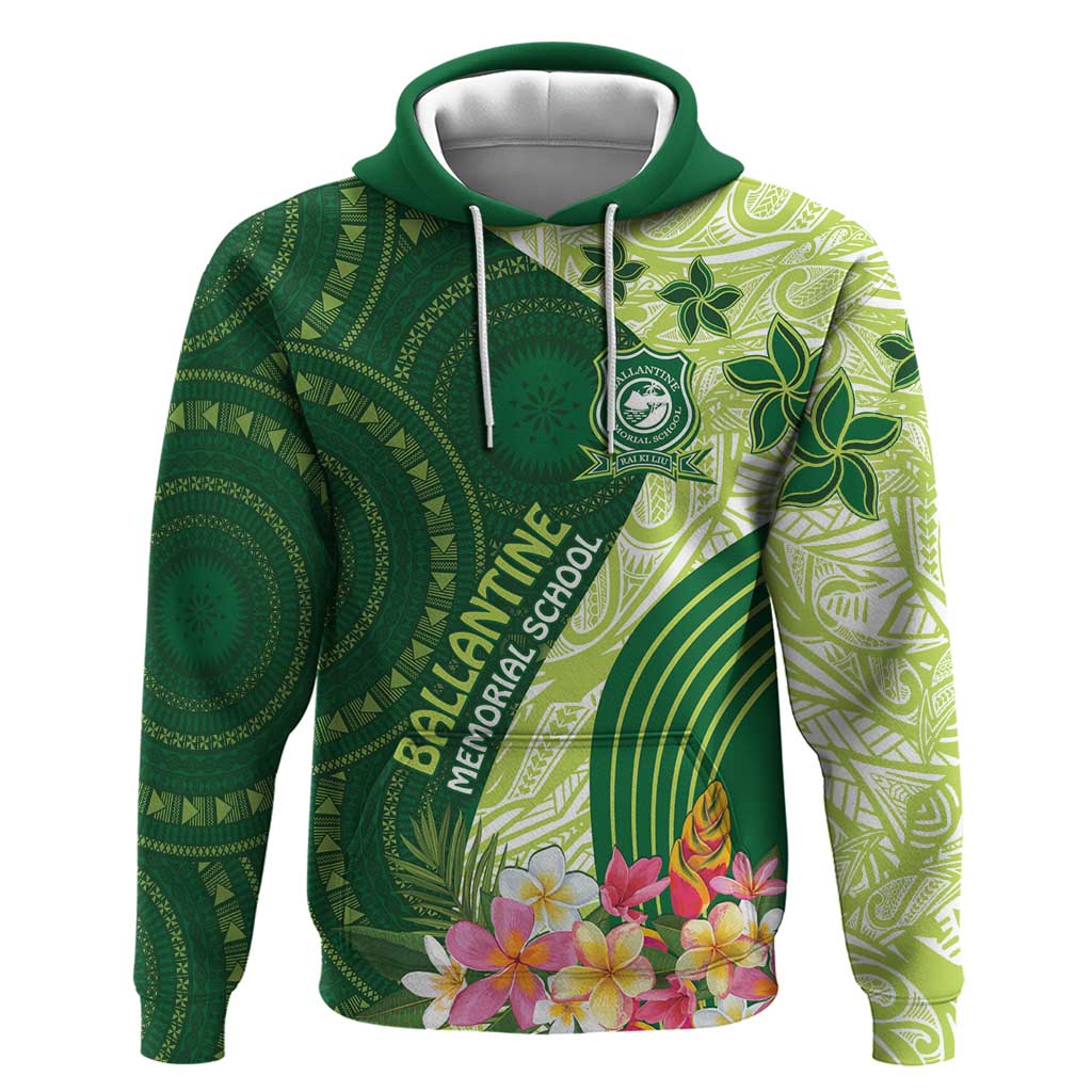 Fiji Ballantine Memorial High School Personalised Zip Hoodie Masi Tapa Mix Plumeria