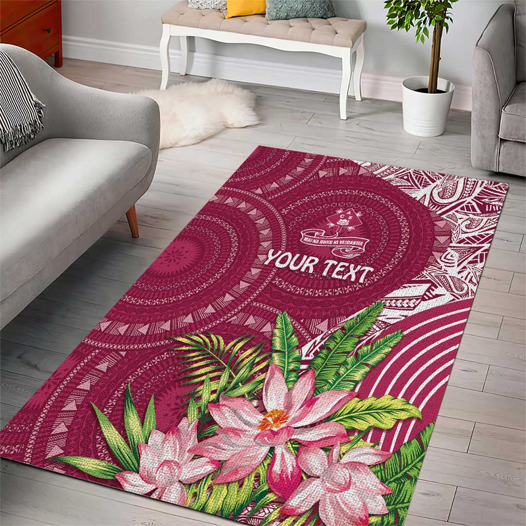 Fiji Adi Cakobau School Personalised Area Rug Masi Tapa Mix Plumeria LT7 - Polynesian Pride