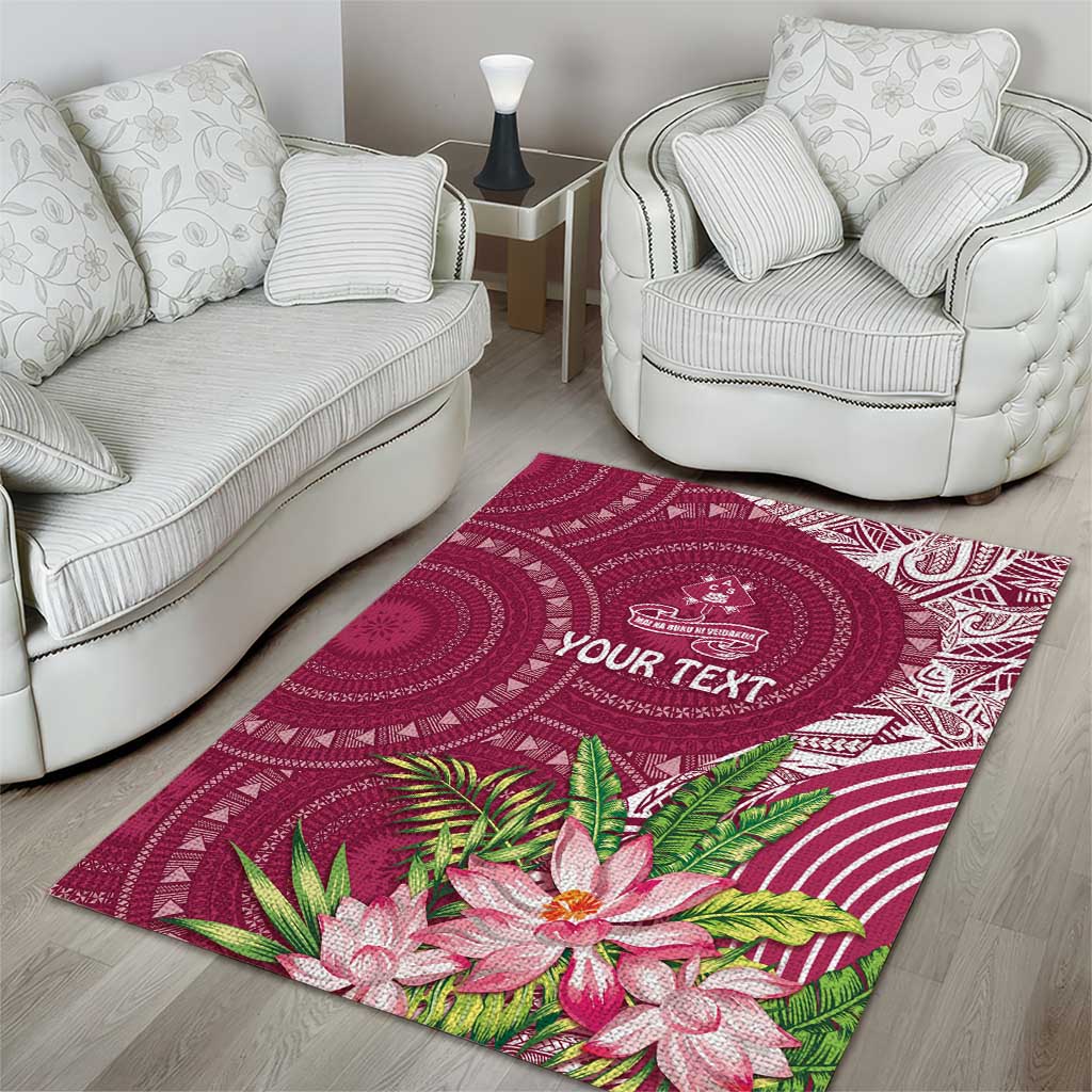 Fiji Adi Cakobau School Personalised Area Rug Masi Tapa Mix Plumeria LT7 - Polynesian Pride