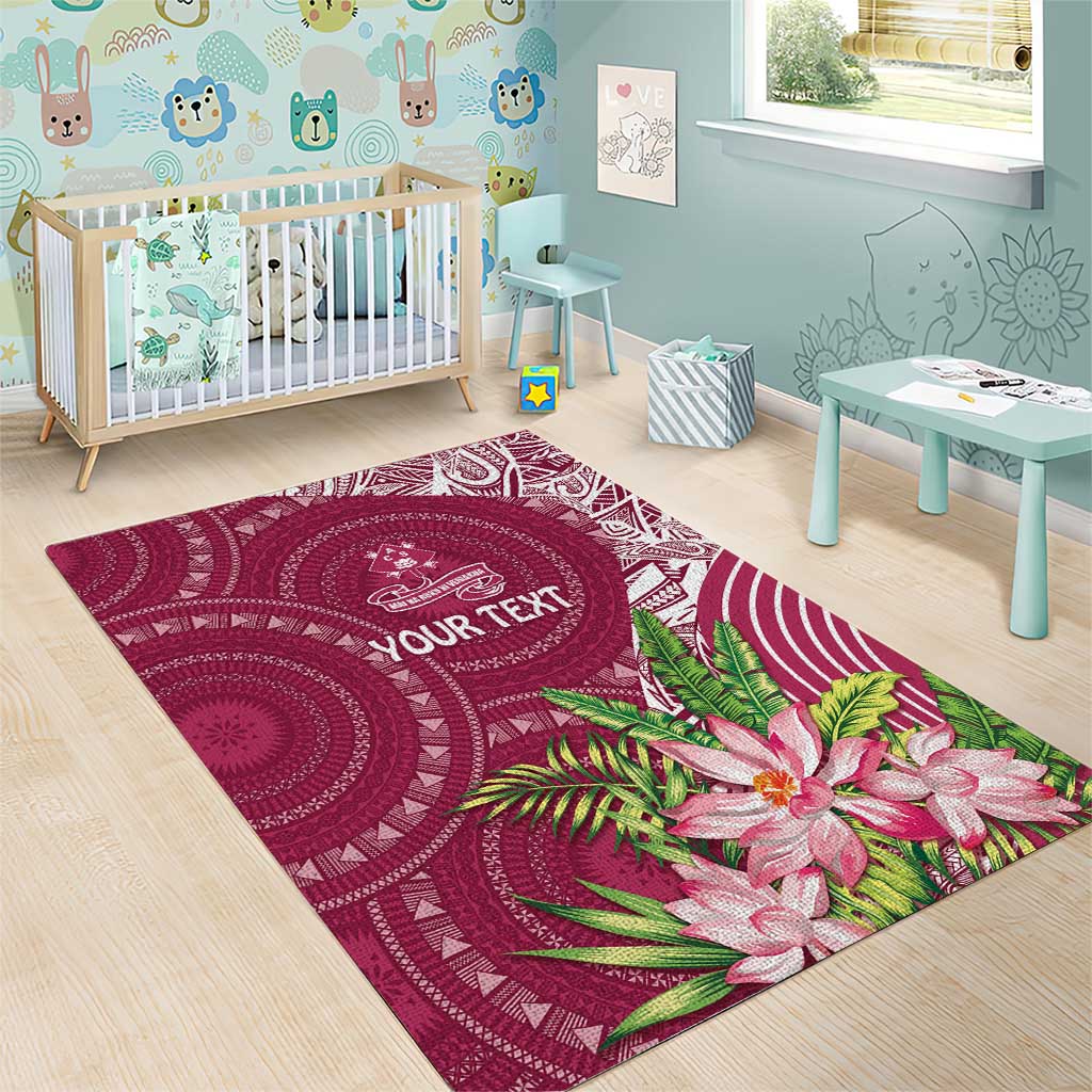 Fiji Adi Cakobau School Personalised Area Rug Masi Tapa Mix Plumeria LT7 - Polynesian Pride