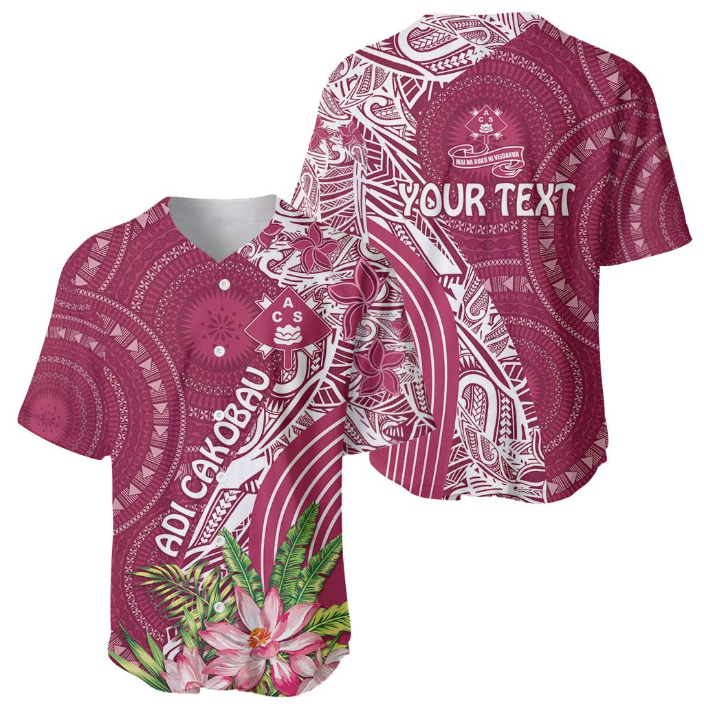 Fiji Adi Cakobau School Personalised Baseball Jersey Masi Tapa Mix Plumeria