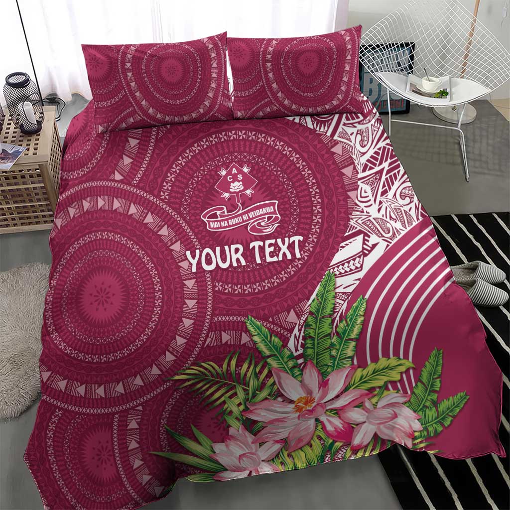 Fiji Adi Cakobau School Personalised Bedding Set Masi Tapa Mix Plumeria LT7 - Polynesian Pride