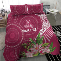Fiji Adi Cakobau School Personalised Bedding Set Masi Tapa Mix Plumeria LT7 - Polynesian Pride