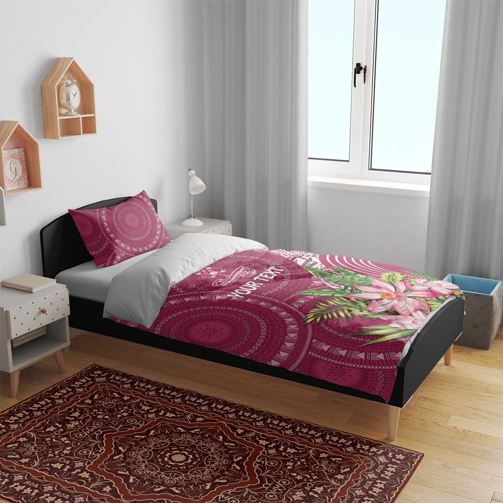 Fiji Adi Cakobau School Personalised Bedding Set Masi Tapa Mix Plumeria LT7 - Polynesian Pride