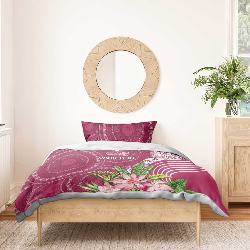 Fiji Adi Cakobau School Personalised Bedding Set Masi Tapa Mix Plumeria LT7 - Polynesian Pride