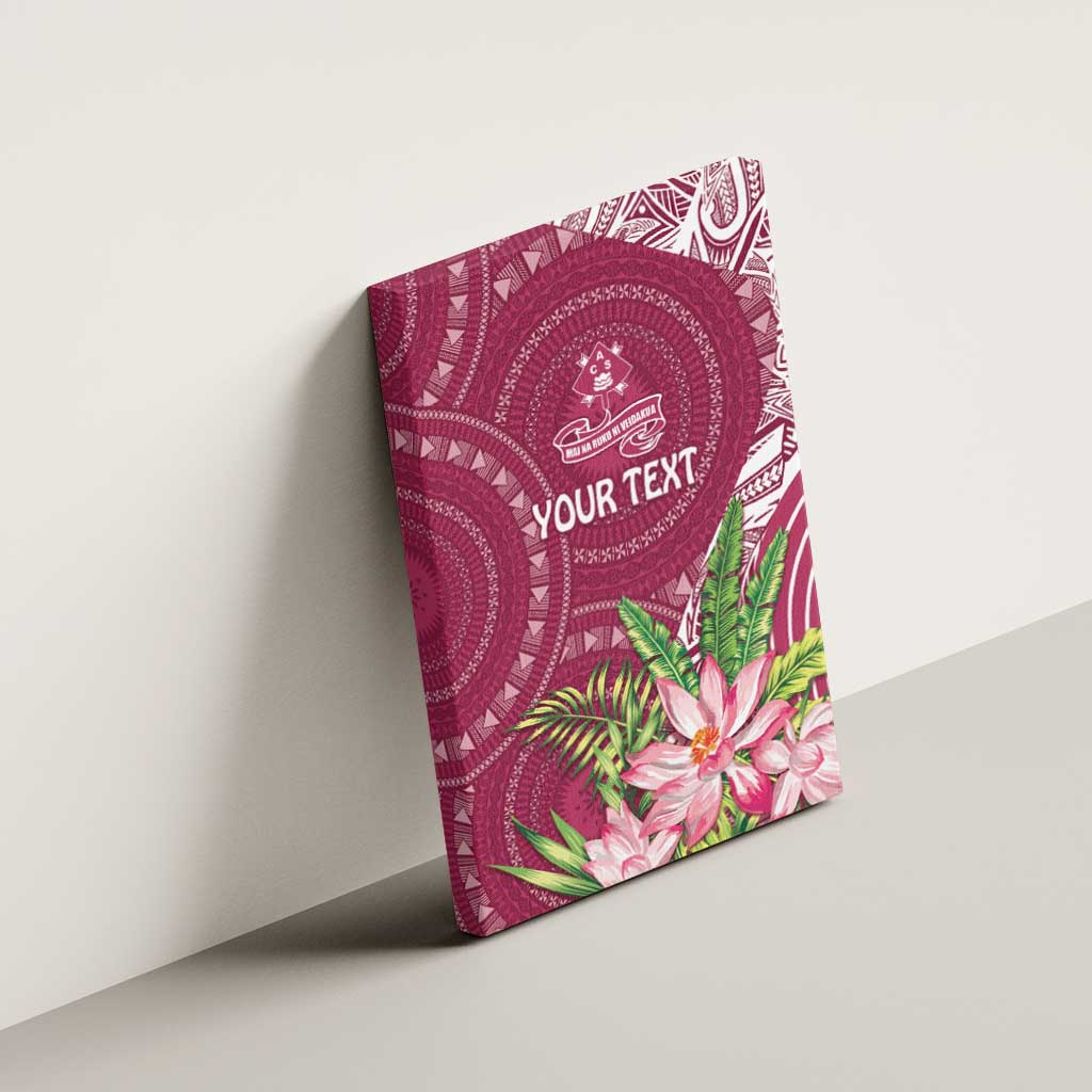 Fiji Adi Cakobau School Personalised Canvas Wall Art Masi Tapa Mix Plumeria