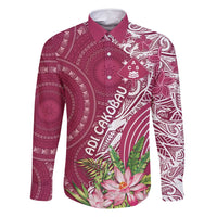 Fiji Adi Cakobau School Personalised Family Matching Long Sleeve Bodycon Dress and Hawaiian Shirt Masi Tapa Mix Plumeria