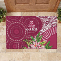 Fiji Adi Cakobau School Personalised Rubber Doormat Masi Tapa Mix Plumeria