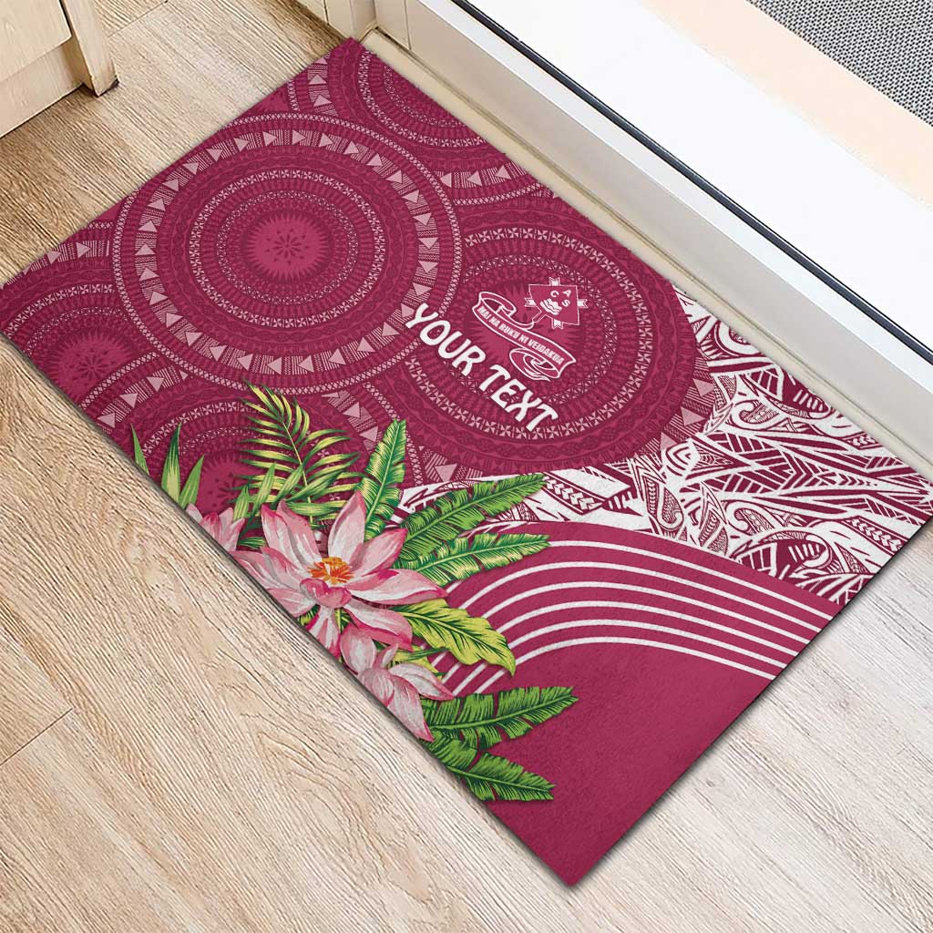 Fiji Adi Cakobau School Personalised Rubber Doormat Masi Tapa Mix Plumeria