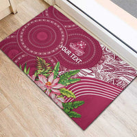 Fiji Adi Cakobau School Personalised Rubber Doormat Masi Tapa Mix Plumeria
