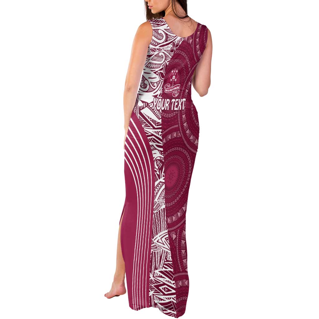 Fiji Adi Cakobau School Personalised Tank Maxi Dress Masi Tapa Mix Plumeria