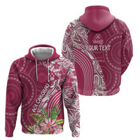 Fiji Adi Cakobau School Personalised Zip Hoodie Masi Tapa Mix Plumeria