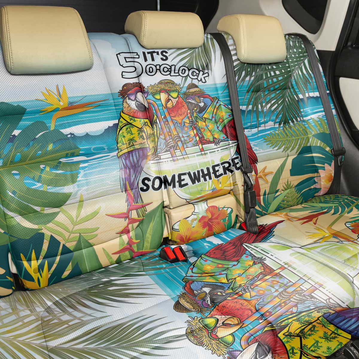 It's 5 o'clock Somewhere Back Car Seat Cover Beach Party - Polynesian Pride
