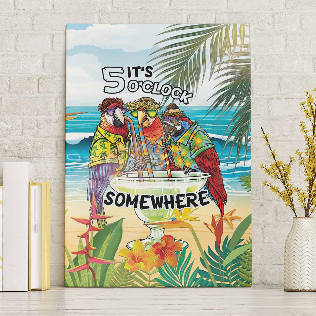 It's 5 o'clock Somewhere Canvas Wall Art Beach Party - Polynesian Pride