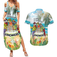 It's 5 o'clock Somewhere Couples Matching Summer Maxi Dress and Hawaiian Shirt Beach Party - Polynesian Pride