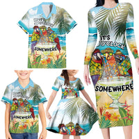 It's 5 o'clock Somewhere Family Matching Long Sleeve Bodycon Dress and Hawaiian Shirt Beach Party - Polynesian Pride