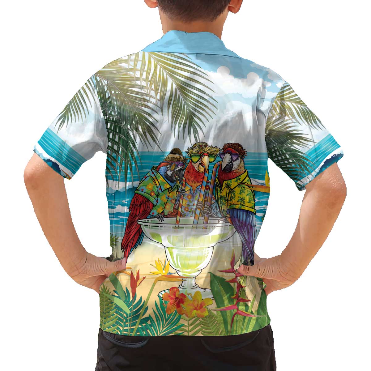 It's 5 o'clock Somewhere Family Matching Off The Shoulder Long Sleeve Dress and Hawaiian Shirt Beach Party - Polynesian Pride