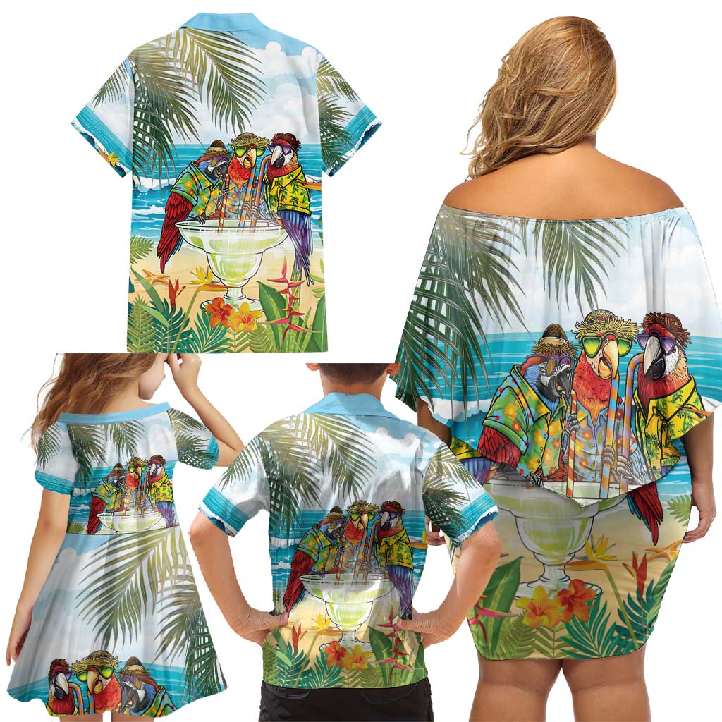 It's 5 o'clock Somewhere Family Matching Off Shoulder Short Dress and Hawaiian Shirt Beach Party - Polynesian Pride