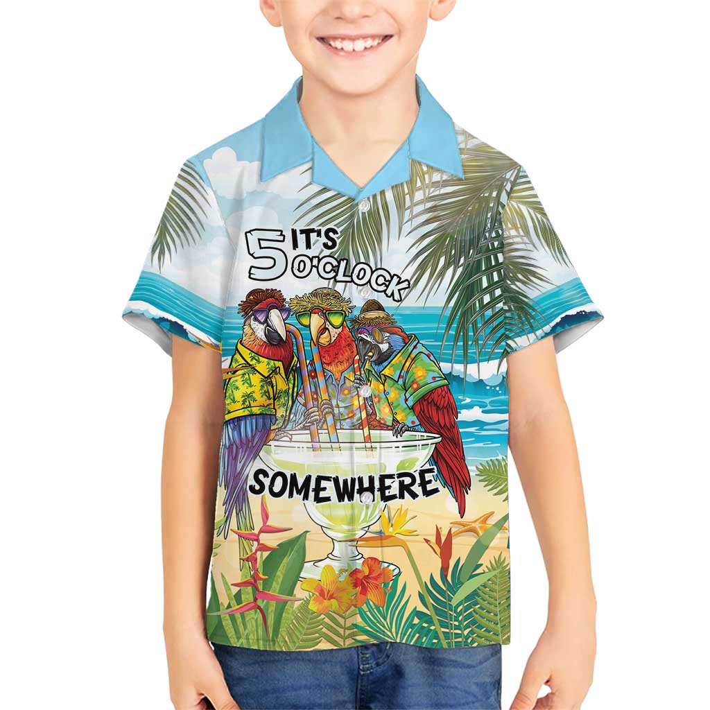 It's 5 o'clock Somewhere Family Matching Off Shoulder Short Dress and Hawaiian Shirt Beach Party - Polynesian Pride