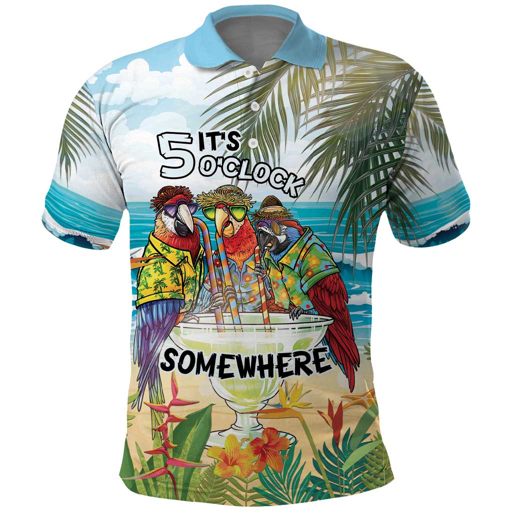 It's 5 o'clock Somewhere Polo Shirt Beach Party LT7 Colorful - Polynesian Pride
