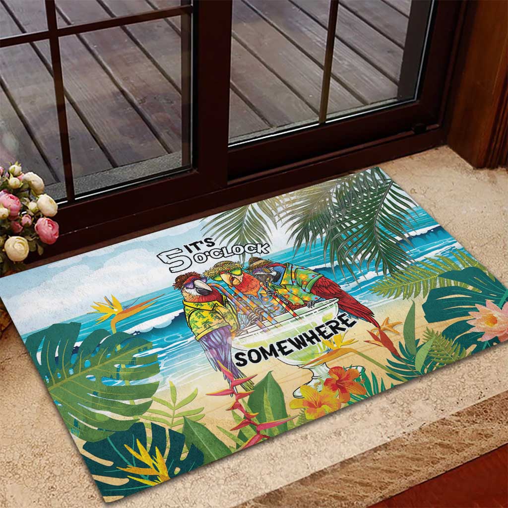 It's 5 o'clock Somewhere Rubber Doormat Beach Party - Polynesian Pride
