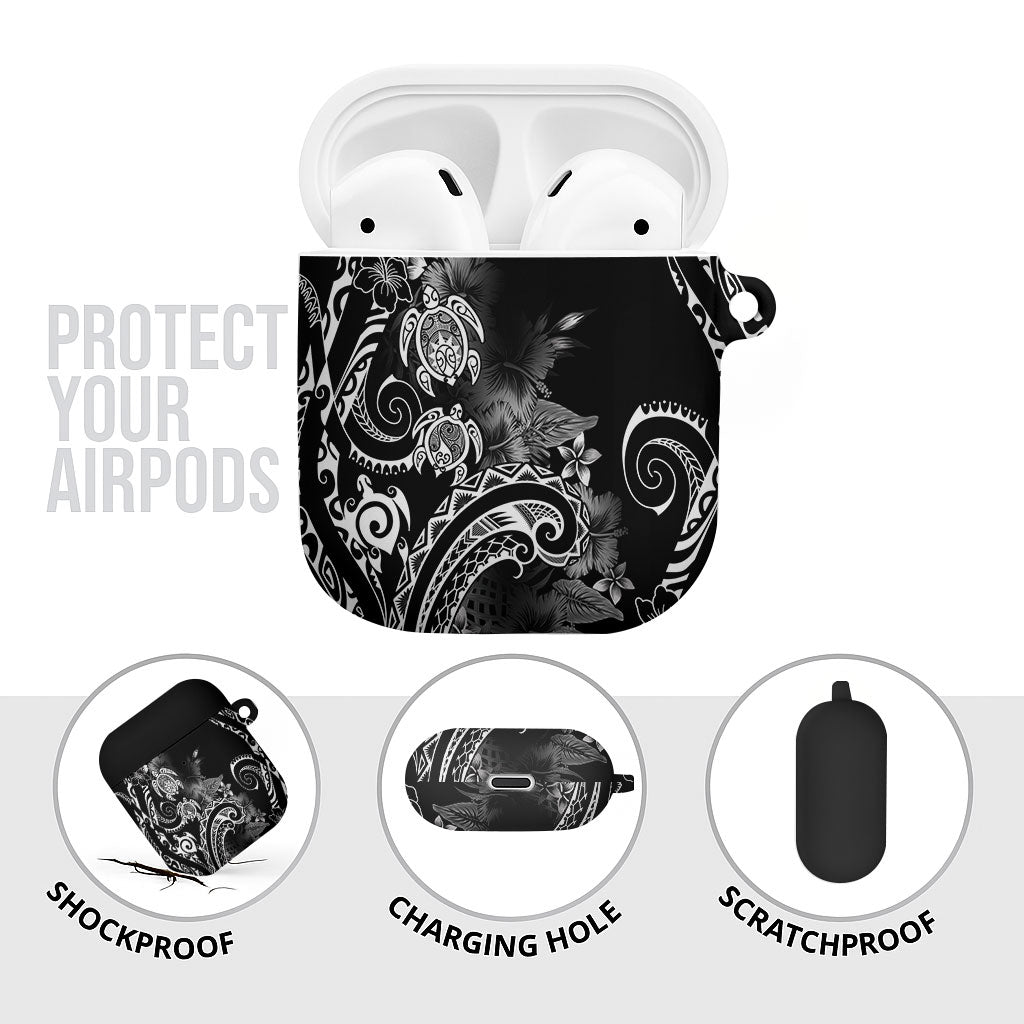 Aloha Hawaii Turtles Floral AirPods Case Obsidian Glaze LT7 - Polynesian Pride