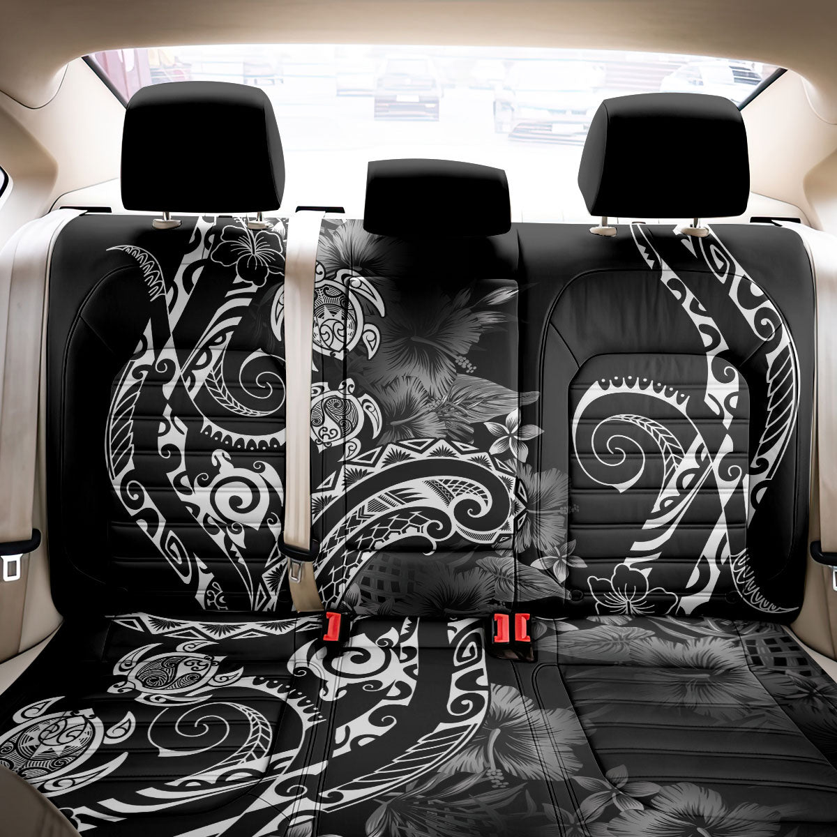 Aloha Hawaii Turtles Floral Back Car Seat Cover Obsidian Glaze LT7 - Polynesian Pride