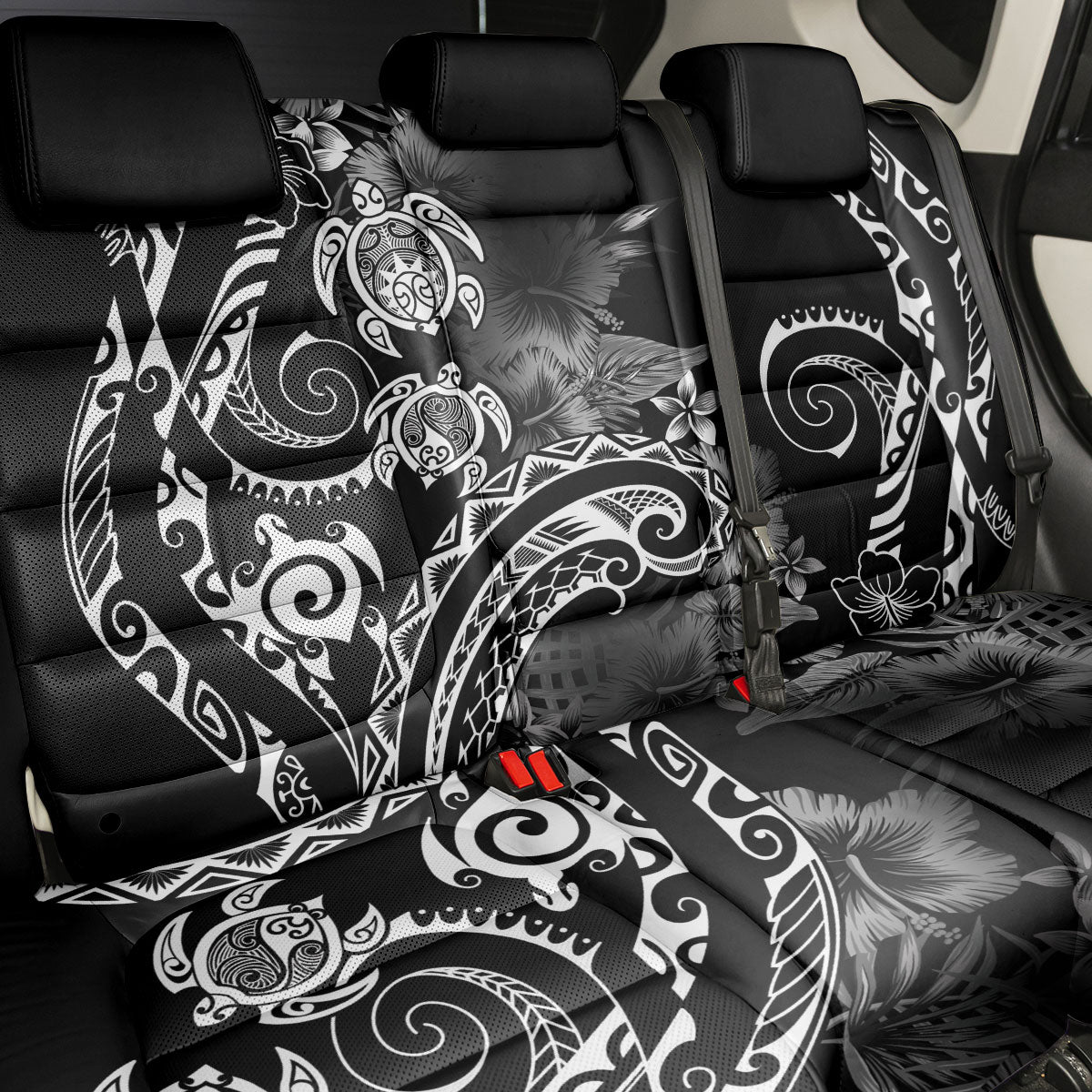 Aloha Hawaii Turtles Floral Back Car Seat Cover Obsidian Glaze LT7 - Polynesian Pride