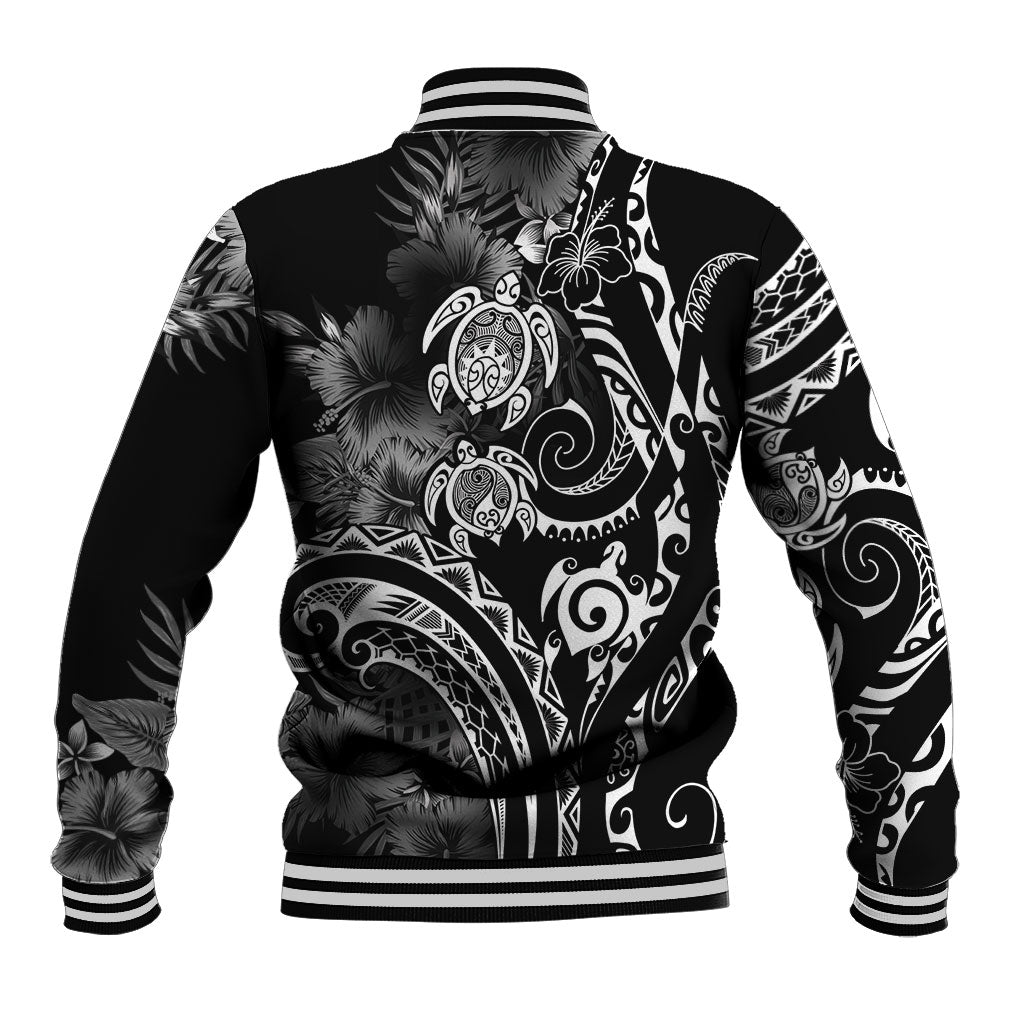Aloha Hawaii Turtles Floral Baseball Jacket Obsidian Glaze LT7 - Polynesian Pride