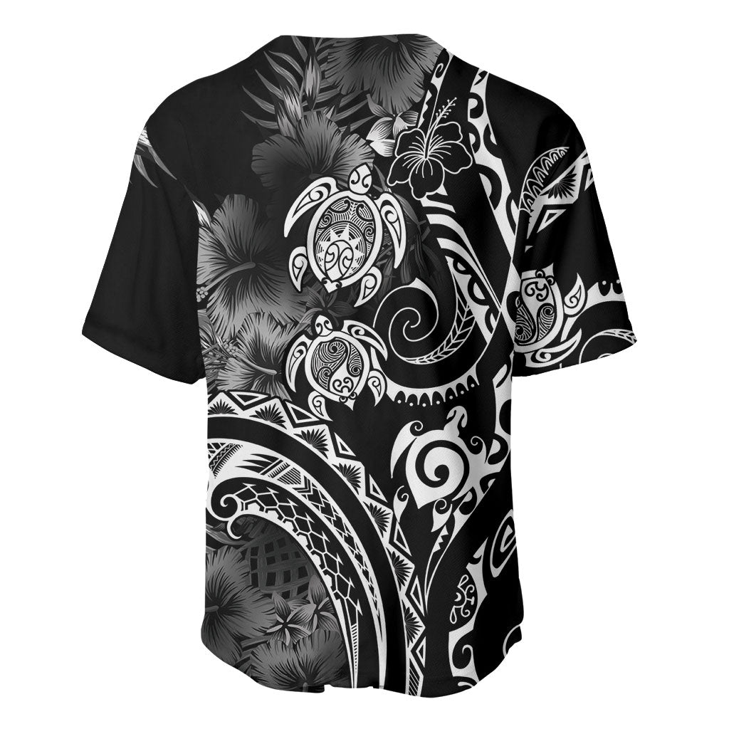 Aloha Hawaii Turtles Floral Baseball Jersey Obsidian Glaze LT7 - Polynesian Pride
