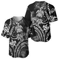 Aloha Hawaii Turtles Floral Baseball Jersey Obsidian Glaze LT7 - Polynesian Pride